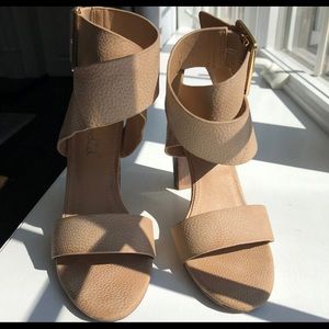 Tan leather wooden heals